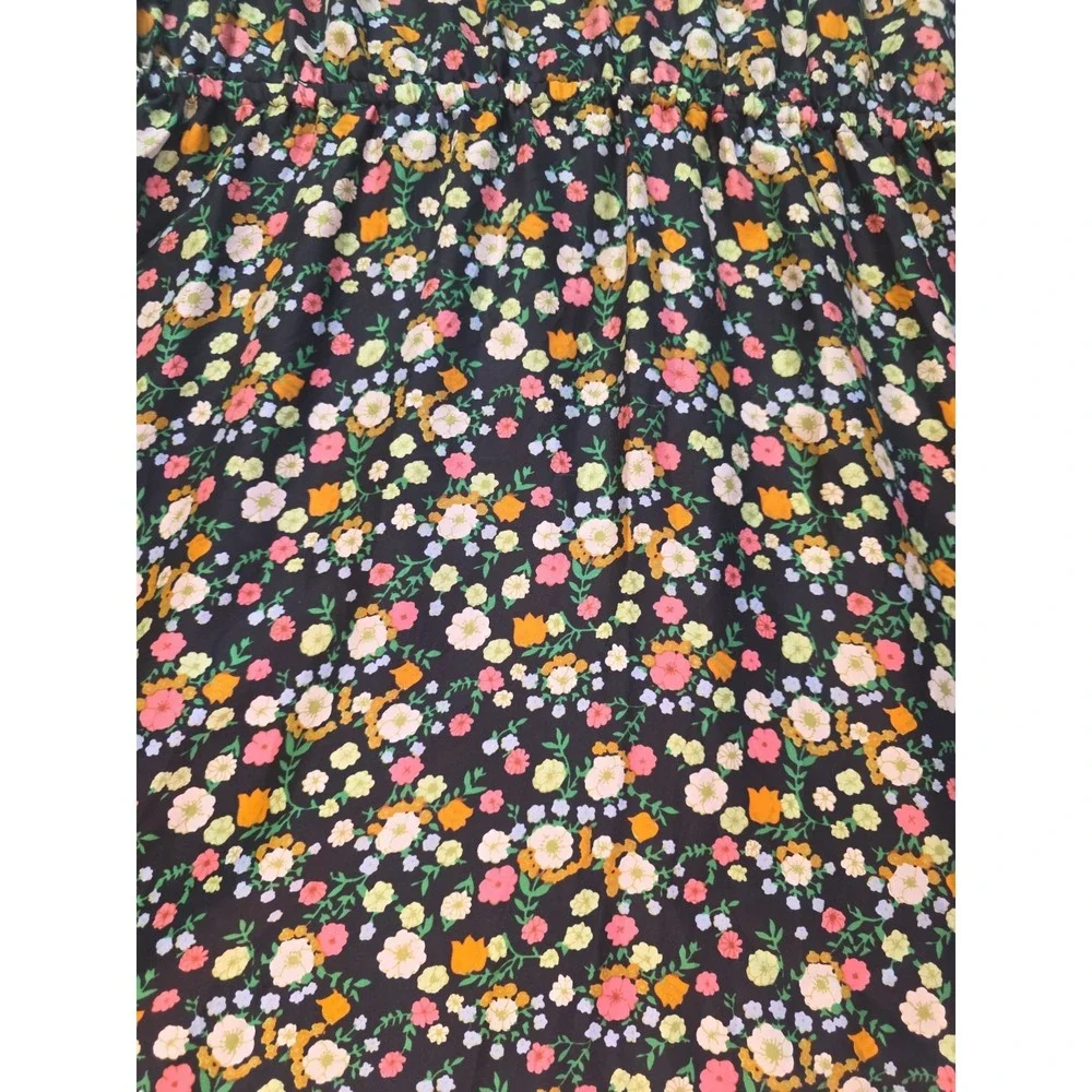 Tory Burch Ryder Silk Floral Shirtdress Villette Mini Black Women's Size 14